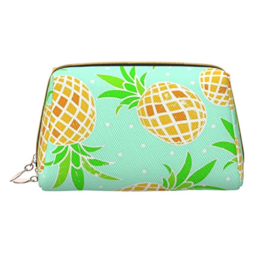 OCELIO Grüne Ananas-Make-up-Tasche, große Kapazität, Reise-Kosmetiktasche, PU-Leder, Make-up-Organizer-Tasche für Damen, Weiss/opulenter Garten, Einheitsgröße von OCELIO