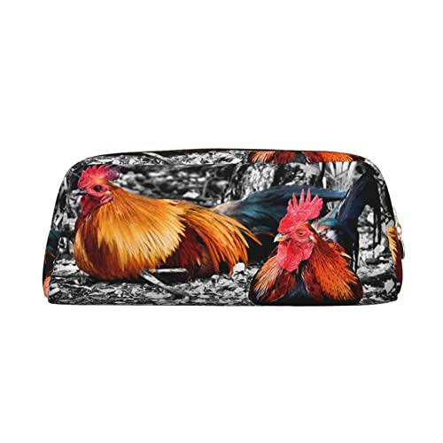 OCELIO Huhn Hahn Leder Reißverschluss Stereoskopische Stift Tasche Bunte Schreibwaren Tasche Make-up Tasche Aufbewahrungstasche von OCELIO