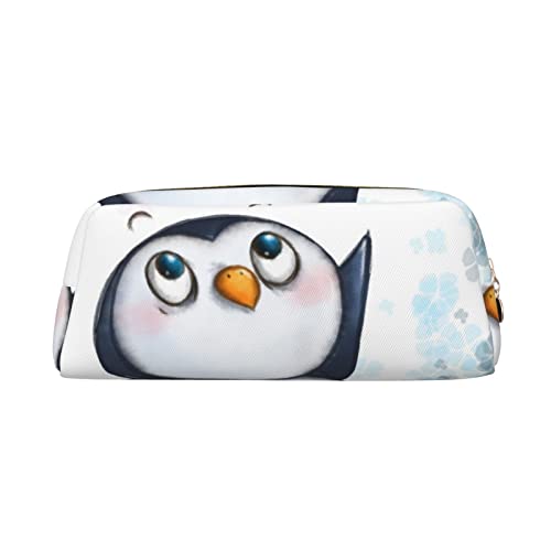 OCELIO I Love Penguins Leder Reißverschluss Stereoskopische Stifttasche Bunte Schreibwaren Tasche Make-up Tasche Aufbewahrungstasche von OCELIO