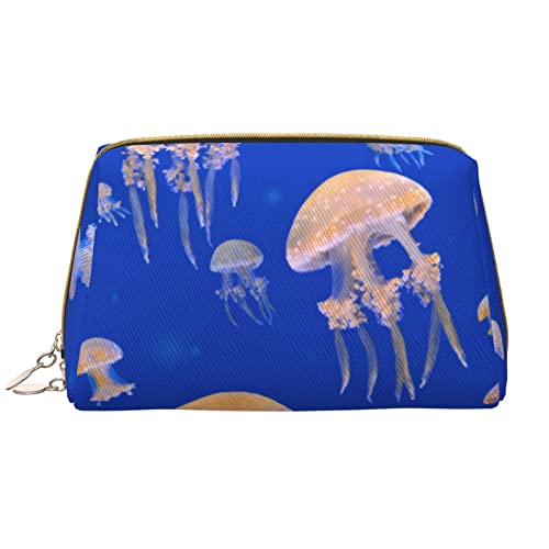 OCELIO Jellyfish Make-up-Tasche, große Kapazität, Reise-Kosmetiktasche, PU-Leder, Make-up-Organizer-Tasche für Damen, Weiss/opulenter Garten, Einheitsgröße von OCELIO