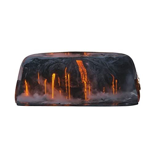 OCELIO Kilauea Volcano Leder Reißverschluss Stereoskopische Stifttasche Bunte Schreibwaren Tasche Make-up Tasche Aufbewahrungstasche von OCELIO