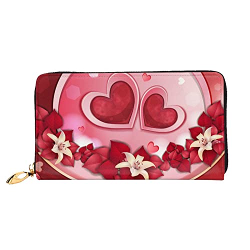 OCELIO Lange Damen-Geldbörse aus Leder, Kartenorganizer, Metall-Reißverschluss, Kreditkarten-Tasche, elegante Clutch-Geldbörse, Valentinstag, Schwarz, Einheitsgröße, Schwarz, One Size von OCELIO