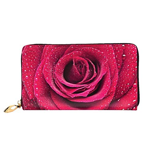 OCELIO Lange Damen-Geldbörse aus Leder, Kartenorganizer, Metall-Reißverschluss, Kreditkarten-Tasche, elegantes Clutch-Brieftaschen-Muster, Schwarz, Einheitsgröße, Schwarz, One Size von OCELIO