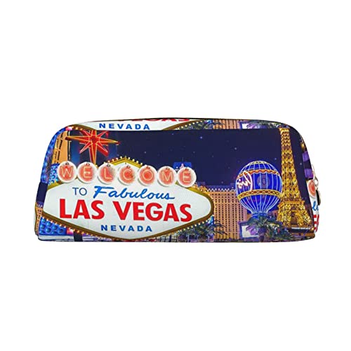 OCELIO Las Vegas Night City Leder Reißverschluss Stereoskopische Stifttasche Bunte Schreibwaren Tasche Make-up Tasche Aufbewahrungstasche von OCELIO