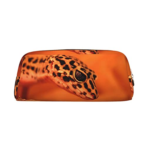 OCELIO Leopard Little Gecko Leder Reißverschluss Stereoskopische Stift Tasche Bunte Schreibwaren Tasche Make-up Tasche Aufbewahrungstasche von OCELIO