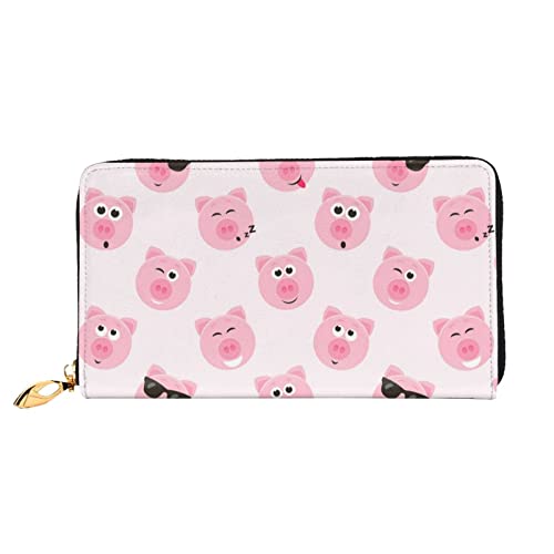 OCELIO Lustige Geldbörse mit rosa Schweinegesicht, Leder, mit Reißverschluss, für Damen, Clutch, Reisekarten, Geschenk, Pink, Einheitsgröße von OCELIO