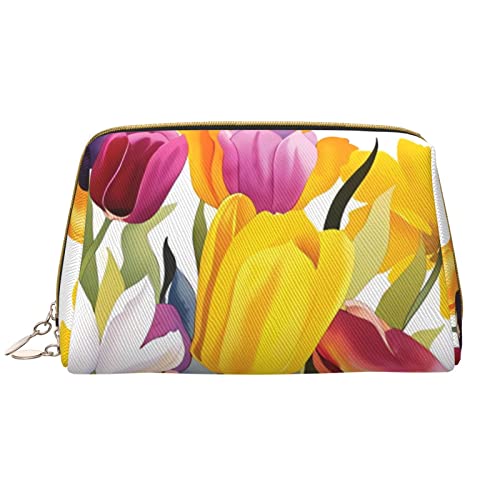 OCELIO Make-up-Tasche für den Garten, große Kapazität, Reise-Kosmetiktasche, PU-Leder, Make-up-Organizer-Tasche für Damen, Weiss/opulenter Garten, Einheitsgröße von OCELIO