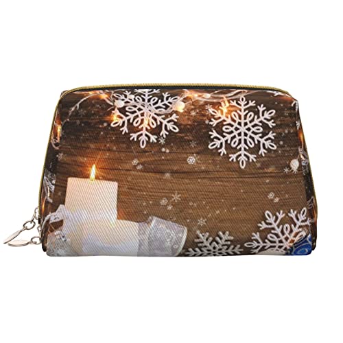 OCELIO Merry Christmas Make-up-Tasche, große Kapazität, Reise-Kosmetiktasche, PU-Leder, Make-up-Organizer-Tasche für Damen, Weiss/opulenter Garten, Einheitsgröße von OCELIO