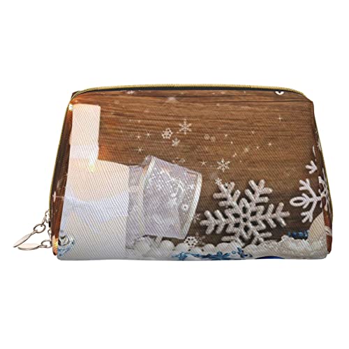 OCELIO Merry Christmas Make-up-Tasche, große Kapazität, Reise-Kosmetiktasche, PU-Leder, Make-up-Organizer-Tasche für Damen, Weiss/opulenter Garten, Einheitsgröße von OCELIO