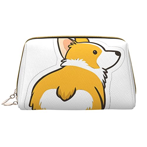 OCELIO Niedliche Corgi-Make-up-Tasche mit großem Fassungsvermögen, Reise-Kosmetiktasche, PU-Leder, Make-up-Organizer-Tasche für Damen, Weiss/opulenter Garten, Einheitsgröße von OCELIO