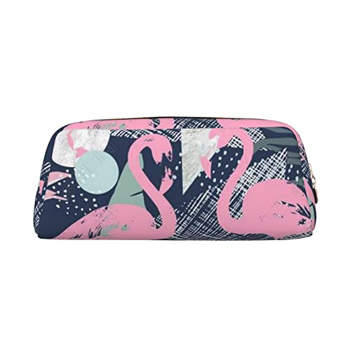 OCELIO Rosa Flamingo und Blätter Leder Reißverschluss Stereoskopische Stift Tasche Bunte Schreibwaren Tasche Make-up Tasche Aufbewahrungstasche von OCELIO