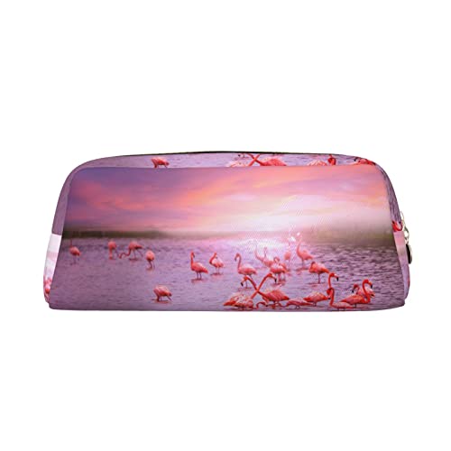 OCELIO Rosa Flamingos Leder Reißverschluss Stereoskopische Stift Tasche Bunte Schreibwaren Tasche Make-up Tasche Aufbewahrungstasche von OCELIO