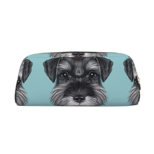 OCELIO Schnauzer Blau Leder Reißverschluss Stereoskopische Stift Tasche Bunte Schreibwaren Tasche Make-up Tasche Aufbewahrungstasche von OCELIO