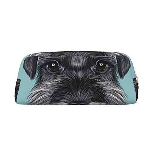 OCELIO Schnauzer Blau Leder Reißverschluss Stereoskopische Stift Tasche Bunte Schreibwaren Tasche Make-up Tasche Aufbewahrungstasche von OCELIO