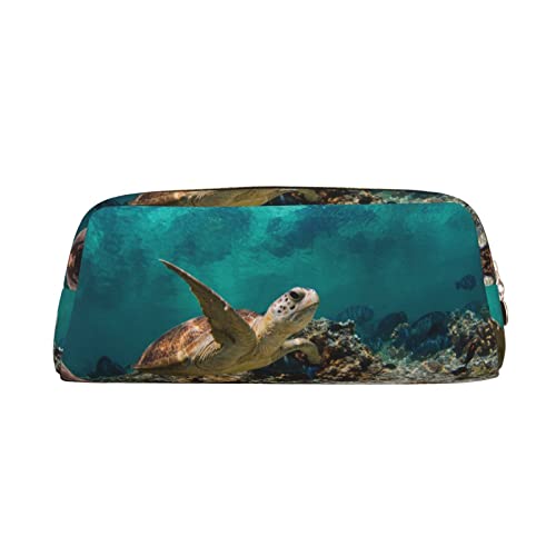 OCELIO Sea Turtle Leder Reißverschluss Stereoskopische Stift Tasche Bunte Schreibwaren Tasche Make-up Tasche Aufbewahrungstasche von OCELIO