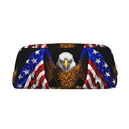 OCELIO USA Flagge Patriotischer Adler Leder Reißverschluss Stereoskopische Stift Tasche Bunte Schreibwaren Tasche Make-up Tasche Aufbewahrungstasche von OCELIO