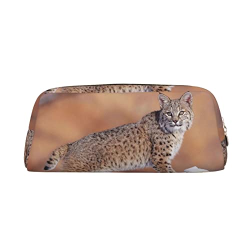 OCELIO Wild Bobcat Leder Reißverschluss Stereoskopische Stifttasche Bunte Schreibwaren Tasche Make-up Tasche Aufbewahrungstasche von OCELIO