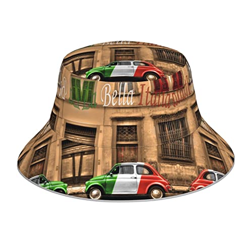 Rustikaler Stall Holztür Reflektierender doppelseitiger Fischerhut doppelseitiger reflektierender Streifen Sonnenhut Eimer Hut, Schönes Italien, Einheitsgröße von OCELIO