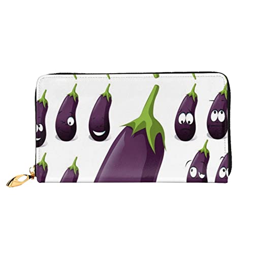 Schlangenhaut Leder Lange Handheld Brieftasche Damen Lange Handheld Brieftasche Verwendet für Kreditkarte Bargeld Münzaufbewahrung, Cartoon Aubergine, One Size, Casual von OCELIO