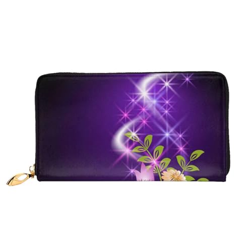 Schlangenhaut Leder Lange Handheld Brieftasche Damen Lange Handheld Brieftasche Verwendet für Kreditkarte Bargeld Münzaufbewahrung, Licht Romantische Blumen, One Size, Casual von OCELIO