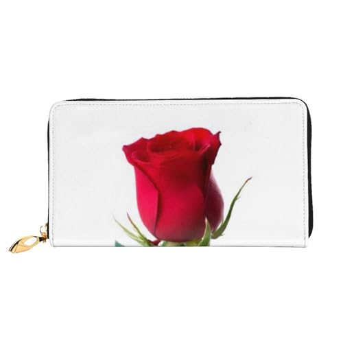 Schmetterling Küssen Blumen Leder Lange Handheld Geldbörse Damen Lange Handheld Brieftasche Verwendet für Kreditkarte Bargeld Münzaufbewahrung, Rote Rose Psd, One Size, Casual von OCELIO