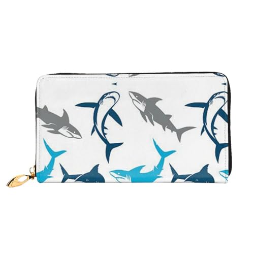 Sharks Leder Lange Handheld Geldbörse Damen Lange Handheld Brieftasche Verwendet für Kreditkarte Bargeld Münzaufbewahrung, Haie, One Size, Casual von OCELIO