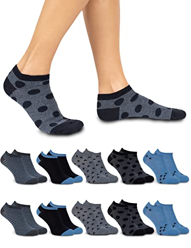 OCERA 10 Paar Damen Sneaker Socken mit einfarbigem Punkte-Muster - Gr. 39-42 von OCERA