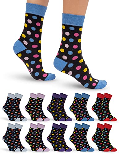 OCERA 10 Paar Damen Socken mit buntem Pünktchen-Muster - Gr. 39-42 von OCERA