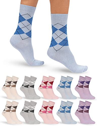 OCERA 10 Paar Damen Socken mit buntem Rauten-Muster - Gr. 39-42 von OCERA