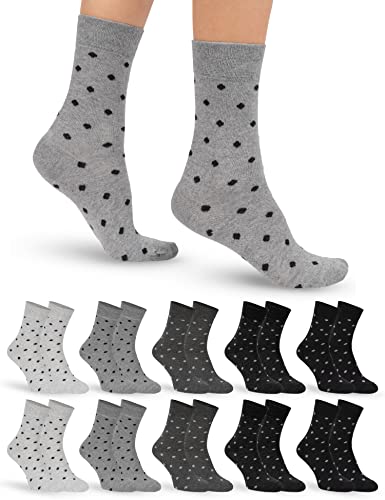 OCERA 10 Paar Damen Socken mit einfarbigem Punkte-Muster - Gr. 39-42 von OCERA