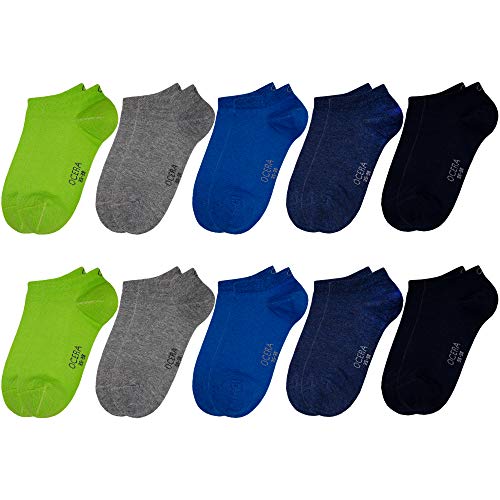 OCERA 10 Paar Kinder Sneaker Socken für Mädchen und Jungen - Blau-Mix 35/38 von OCERA