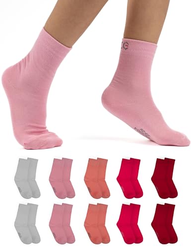 OCERA 10 Paar Kinder Socken für Mädchen und Jungen - Rot-Mix 27/30 von OCERA