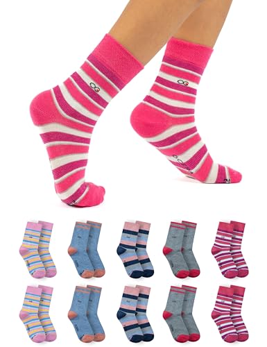 OCERA 10 Paar Kinder Socken für Mädchen und Jungen im Farbmix Pink - Gr. 23/26 von OCERA