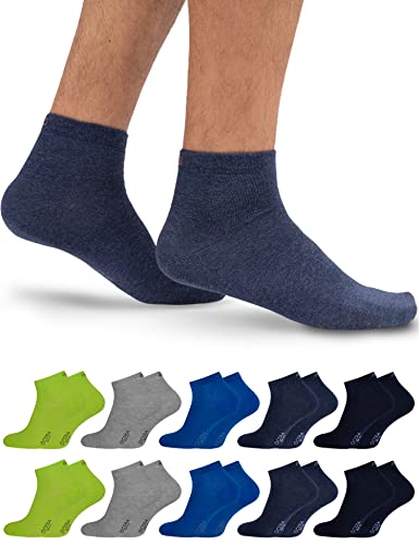 OCERA 10 Paar Kurzschaft Socken für Damen & Herren (unisex) in verschiedenen Farben - Blau-Mix 35/38 von OCERA