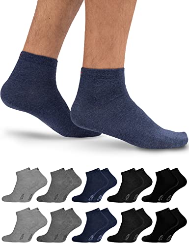 OCERA 10 Paar Kurzschaft Socken für Damen & Herren (unisex) in verschiedenen Farben - Grau-Mix 35/38 von OCERA