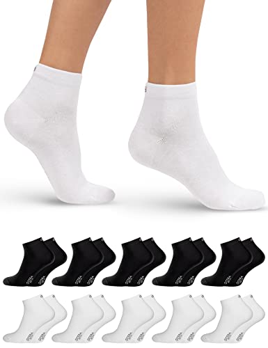 OCERA 10 Paar Kurzschaft Socken für Damen & Herren (unisex) in verschiedenen Farben - Schwarz-Weiß-Mix 35/38 von OCERA