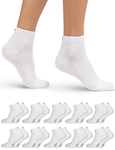 OCERA 10 Paar Kurzschaft Socken für Damen & Herren (unisex) in verschiedenen Farben - Weiß 47/50 von OCERA