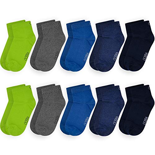 OCERA 10 Paar Kinder Kurzschaft Socken für Mädchen und Jungen - Blau-Mix 23/26 von OCERA