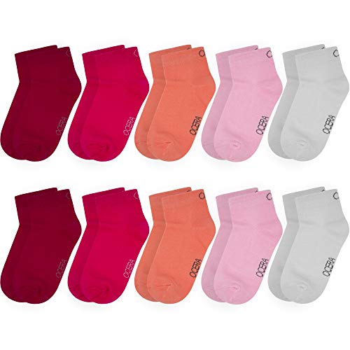 OCERA 10 Paar Kinder Kurzschaft Socken für Mädchen und Jungen - Rot-Mix 31/34 von OCERA