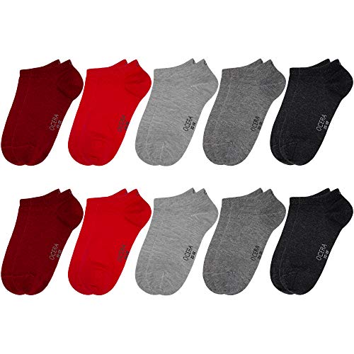 OCERA 10 Paar Kinder Sneaker Socken für Mädchen und Jungen - Rot-Grau-Mix 27/30 von OCERA