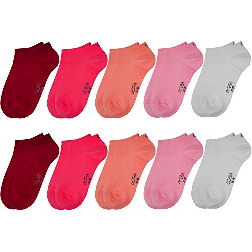 OCERA 10 Paar Kinder Sneaker Socken für Mädchen und Jungen - Rot-Mix 31/34 von OCERA