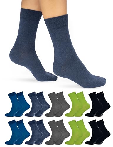 OCERA Socken Herren & Socken Damen - 10 Paar - Bequeme Alltags Herren Socken & Damen Socken in vielen Farben - ÖkoTex Standard 100 zertifizierte lange Socken Herren & Damen aus Baumwolle 35-38 von OCERA