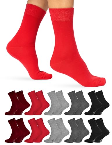 OCERA Socken Herren & Socken Damen - 10 Paar - Bequeme Alltags Herren Socken & Damen Socken in vielen Farben - ÖkoTex Standard 100 zertifizierte lange Socken Herren & Damen aus Baumwolle 43-46 von OCERA