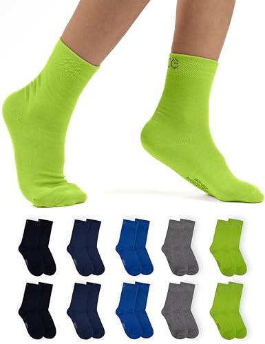 OCERA 10 Paar Kinder Socken für Mädchen und Jungen - Blau-Mix 23/26 von OCERA