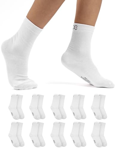 OCERA 10 Paar Kinder Socken für Mädchen und Jungen - Weiß 35/38 von OCERA