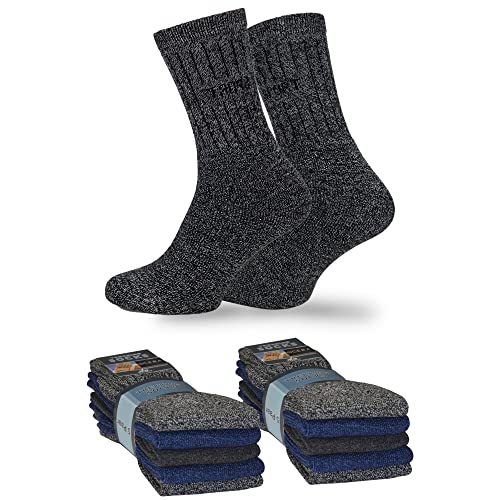 OCERA Arbeitssocken, 10 Paar extra stabile Socken mit Innenfrottee für Herren im Farbmix grau, schwarz & blau Gr. 43/46 von OCERA