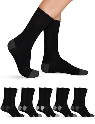 OCERA 10x schwarze Socken Unisex für Damen und Herren mit farbiger Ferse und Spitze Grautöne in Gr. 39-42 von OCERA