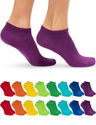 OCERA Sneaker Socken Damen - 16 Paar - Bequeme Sneakersocken in vielen Farben & Mustern - Komfortable Damen Socken Sneaker - Damen Socken hautfreundlich & weich - Baumwoll Sneaker Socken Damen 35-38 von OCERA