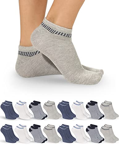 OCERA Sneaker Socken Damen - 16 Paar - Bequeme Sneakersocken in vielen Farben & Mustern - Komfortable Damen Socken Sneaker - Damen Socken hautfreundlich & weich - Baumwoll Sneaker Socken Damen 39-42 von OCERA