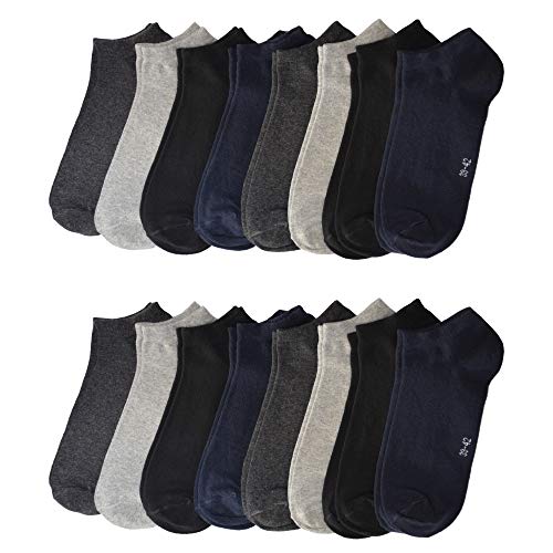 OCERA 16 Paar Sneaker Socken für Herren im Farbenmix mit Schwarz, Grau, Weiß, Dunkelblau Gr. 43/46 von OCERA